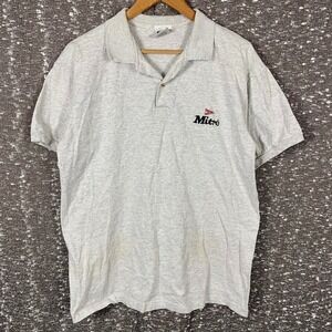 Vintage Mitre Sportswear Gray Polo Collared Shirt Embroidered Logo Men's Large